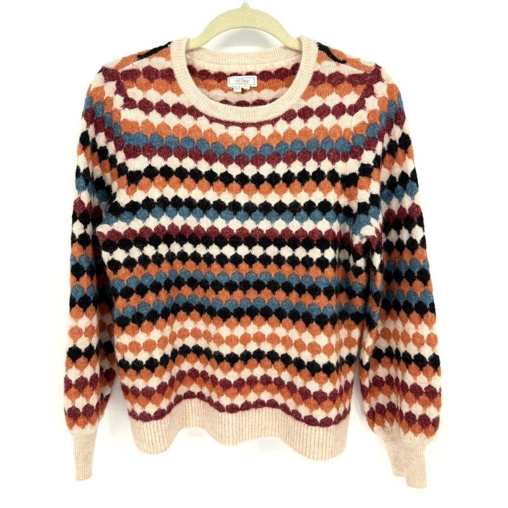 Fat face Sweater Women's 8 Alpaca Wool Blend Fair Isle Pattern Cozycore Rustic